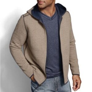 Johnston & Murphy reversible channel quilted hood jacket Brown Heather/Navy SZ M